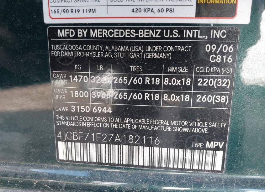 Photo 9 of 2007 Mercedes-benz Gl 450 4MATIC (VIN 4JGBF71E27A182116)