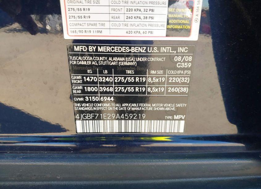 Photo 9 of 2009 Mercedes-benz Gl 450 4MATIC (VIN 4JGBF71E29A459219)