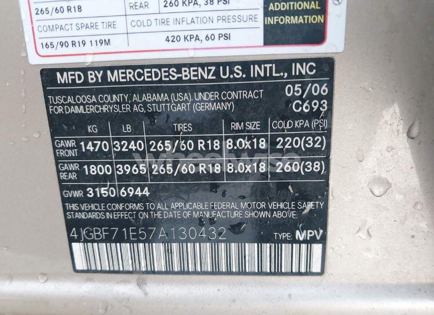 Photo 9 of 2007 Mercedes-benz Gl 450 4MATIC (VIN 4JGBF71E57A130432)