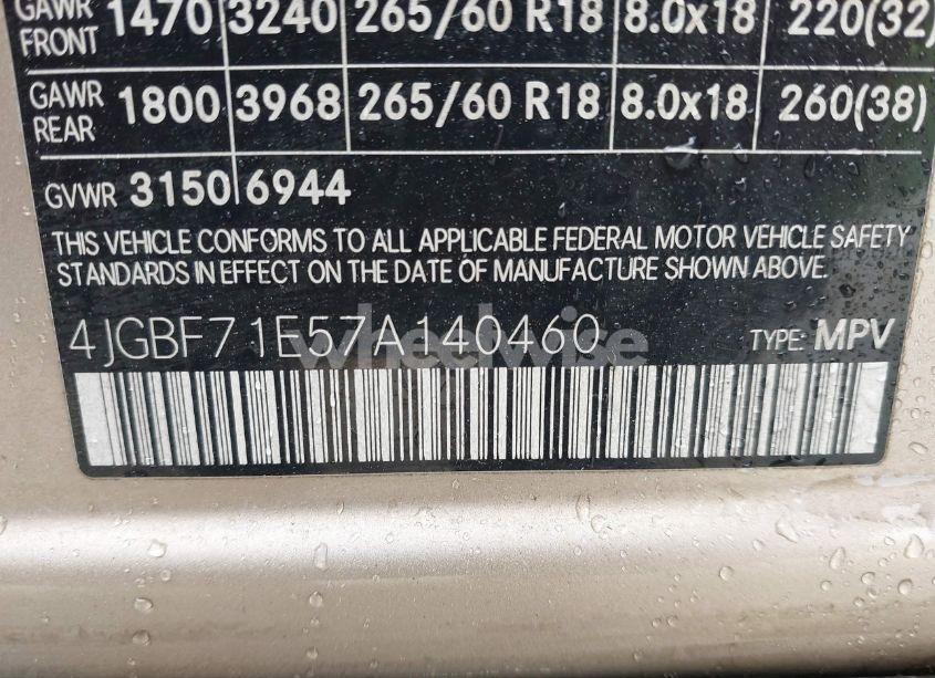 Photo 9 of 2007 Mercedes-benz Gl 450 4MATIC (VIN 4JGBF71E57A140460)