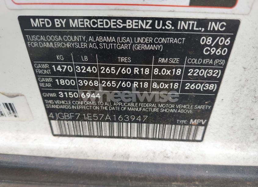 Photo 9 of 2007 Mercedes-benz Gl 450 4MATIC (VIN 4JGBF71E57A163947)