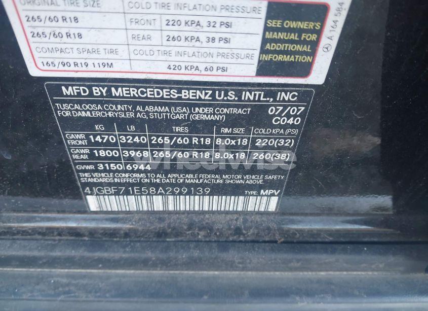 Photo 9 of 2008 Mercedes-benz Gl 450 4MATIC (VIN 4JGBF71E58A299139)