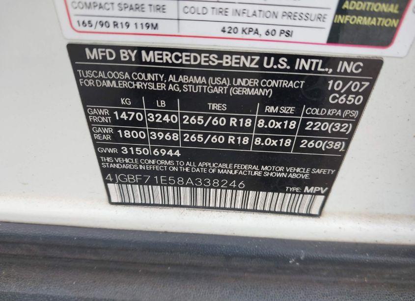 Photo 9 of 2008 Mercedes-benz Gl 450 4MATIC (VIN 4JGBF71E58A338246)