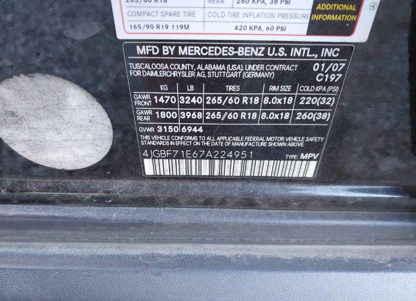 Photo 9 of 2007 Mercedes-benz Gl 450 4MATIC (VIN 4JGBF71E67A224951)