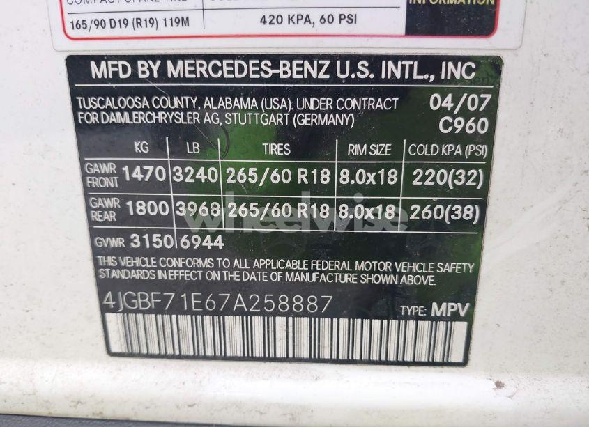 Photo 9 of 2007 Mercedes-benz Gl 450 4MATIC (VIN 4JGBF71E67A258887)