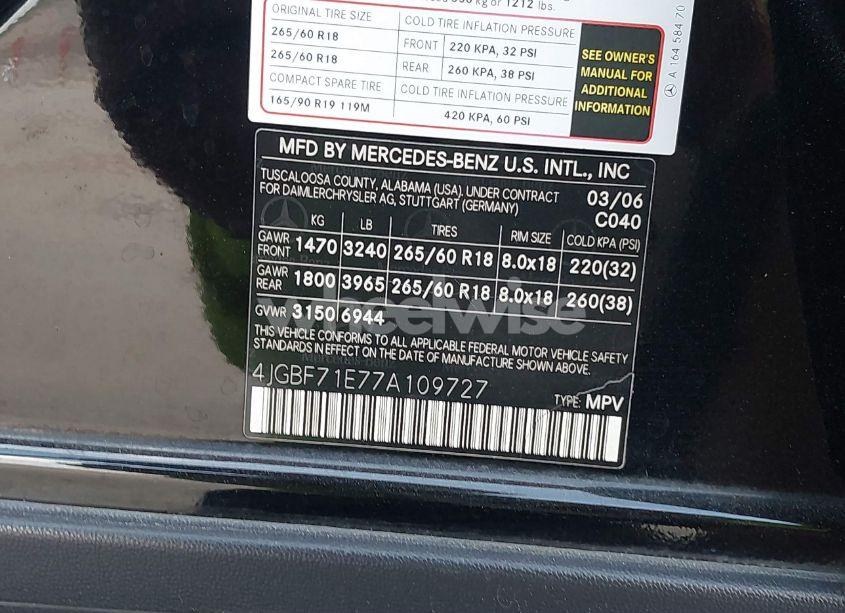 Photo 9 of 2007 Mercedes-benz Gl 450 4MATIC (VIN 4JGBF71E77A109727)