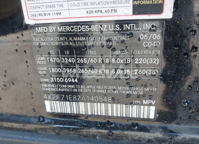 Photo 9 of 2007 Mercedes-benz Gl 450 4MATIC (VIN 4JGBF71E87A140548)