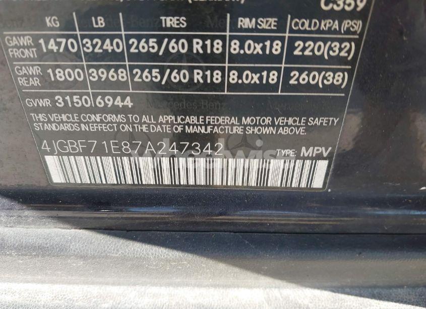 Photo 9 of 2007 Mercedes-benz Gl 450 4MATIC (VIN 4JGBF71E87A247342)