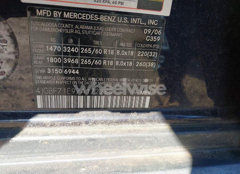 Photo 9 of 2007 Mercedes-benz Gl 450 4MATIC (VIN 4JGBF71E97A172280)