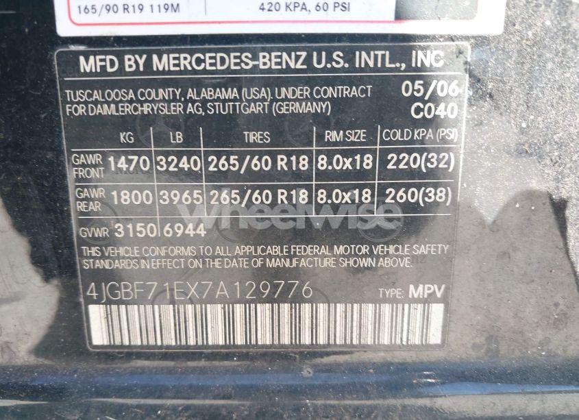 Photo 9 of 2007 Mercedes-benz Gl 450 4MATIC (VIN 4JGBF71EX7A129776)