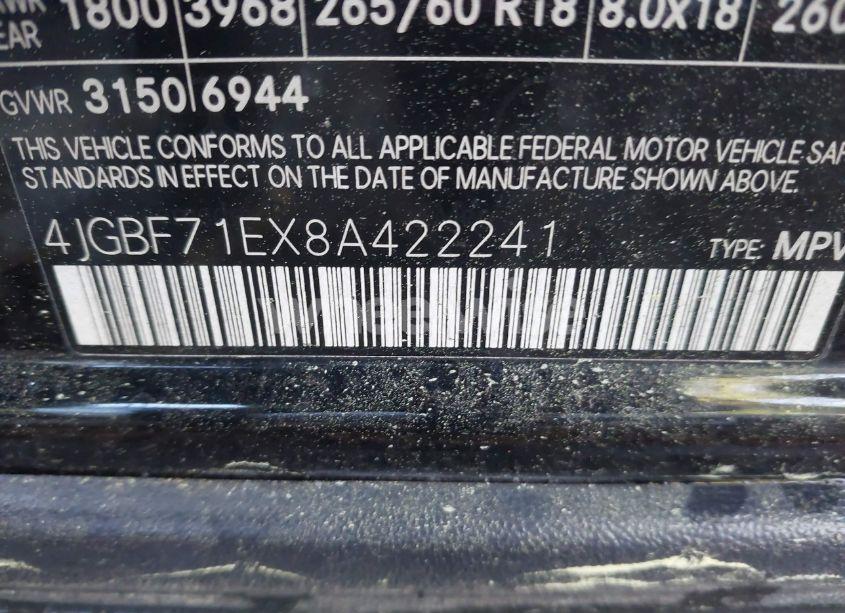 Photo 9 of 2008 Mercedes-benz Gl 450 4MATIC (VIN 4JGBF71EX8A422241)