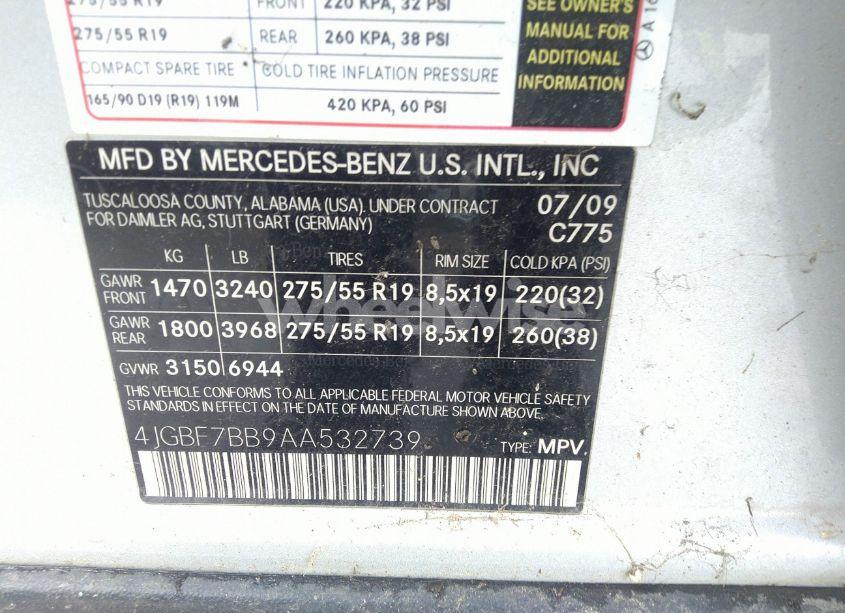 Photo 9 of 2010 Mercedes-benz Gl 450 4MATIC (VIN 4JGBF7BB9AA532739)