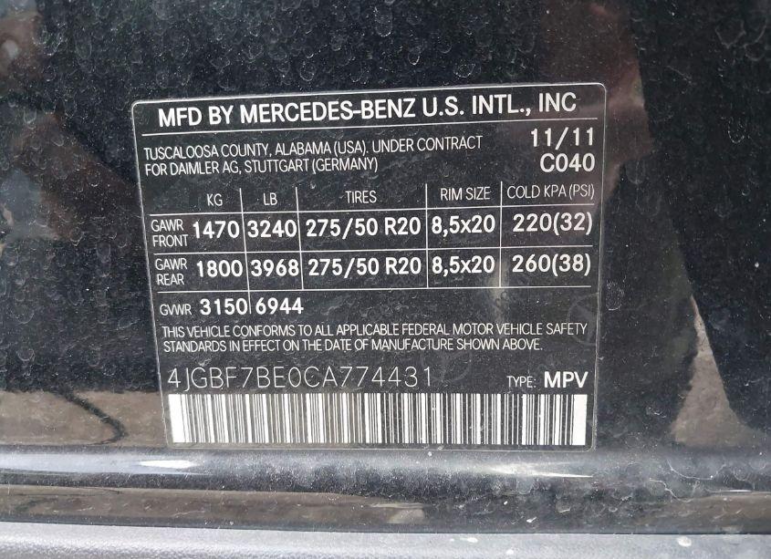 Photo 9 of 2012 Mercedes-benz Gl 450 4MATIC (VIN 4JGBF7BE0CA774431)