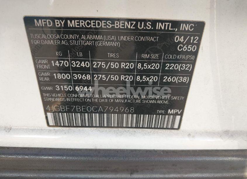 Photo 9 of 2012 Mercedes-benz Gl 450 4MATIC (VIN 4JGBF7BE0CA794968)