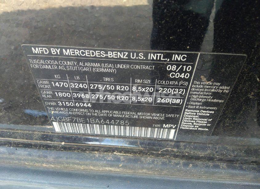 Photo 9 of 2011 Mercedes-benz Gl 450 (VIN 4JGBF7BE1BA644785)