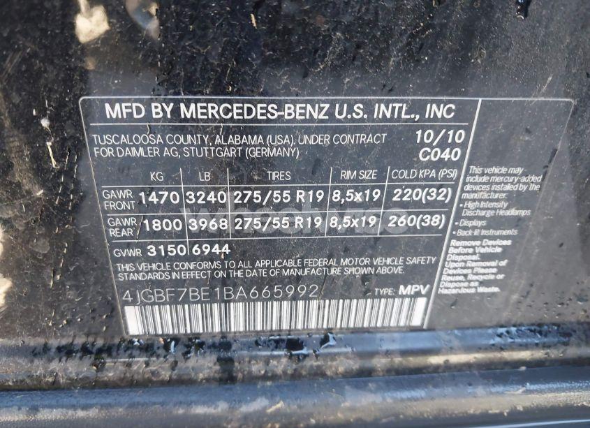 Photo 9 of 2011 Mercedes-benz Gl 450 4MATIC (VIN 4JGBF7BE1BA665992)