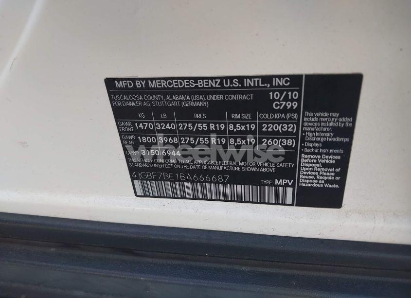 Photo 9 of 2011 Mercedes-benz Gl 450 4MATIC (VIN 4JGBF7BE1BA666687)