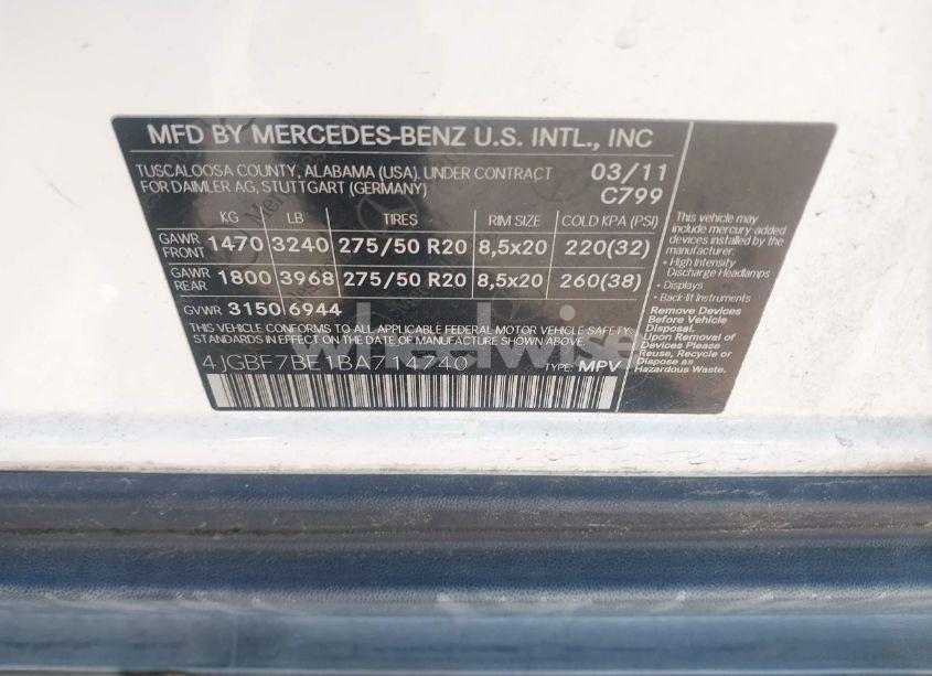 Photo 9 of 2011 Mercedes-benz Gl 450 4MATIC (VIN 4JGBF7BE1BA714740)