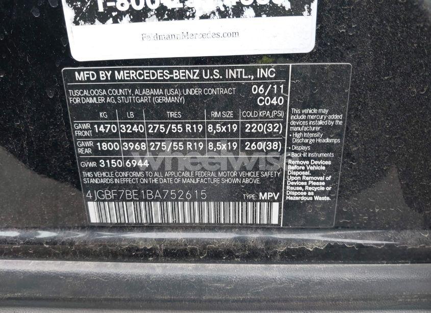 Photo 9 of 2011 Mercedes-benz Gl 450 4MATIC (VIN 4JGBF7BE1BA752615)