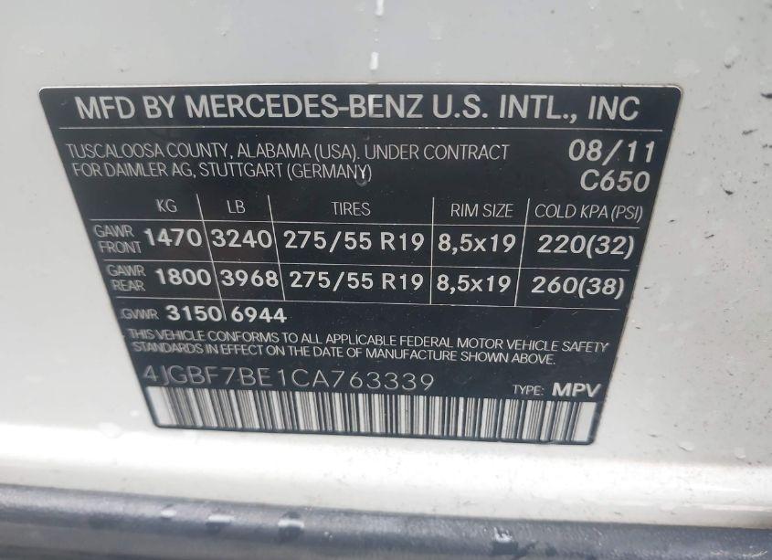 Photo 9 of 2012 Mercedes-benz Gl 450 4MATIC (VIN 4JGBF7BE1CA763339)