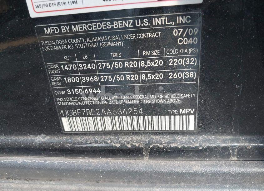 Photo 9 of 2010 Mercedes-benz Gl 450 4MATIC (VIN 4JGBF7BE2AA536254)