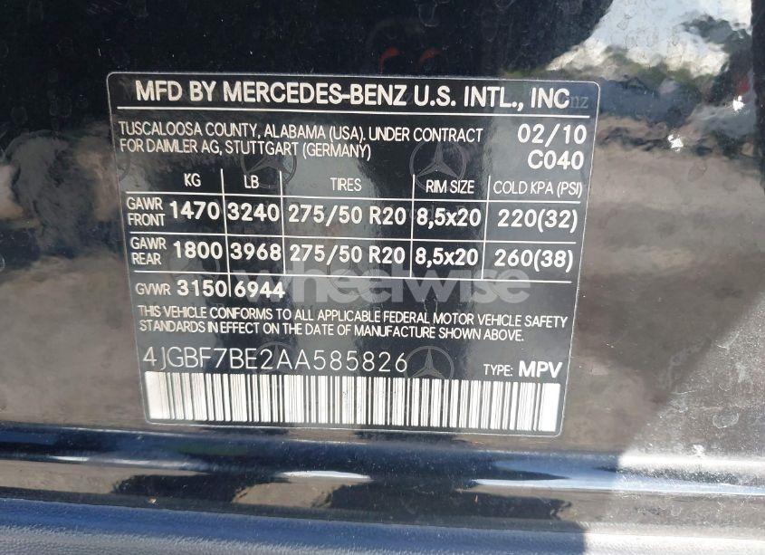 Photo 9 of 2010 Mercedes-benz Gl 450 4MATIC (VIN 4JGBF7BE2AA585826)