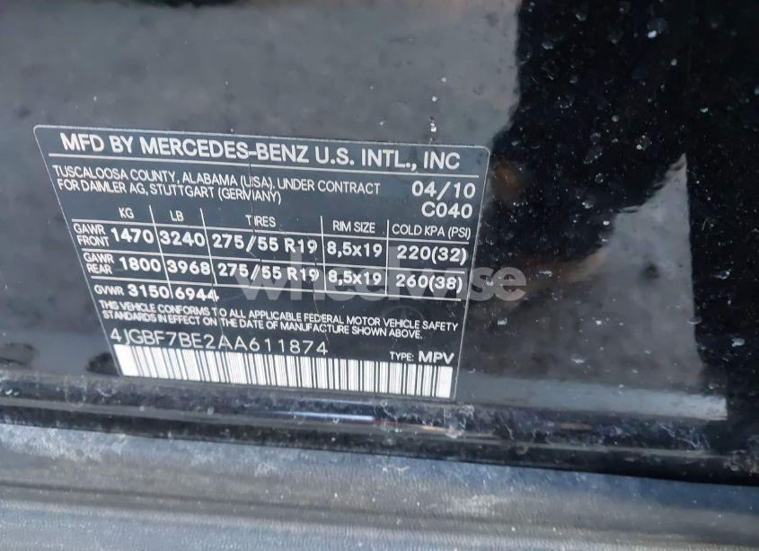 Photo 9 of 2010 Mercedes-benz Gl 450 4MATIC (VIN 4JGBF7BE2AA611874)