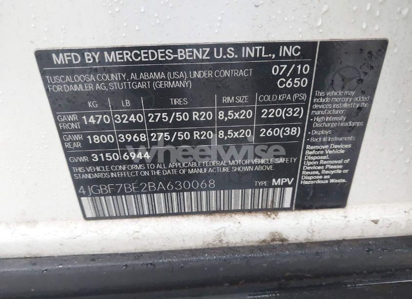 Photo 9 of 2011 Mercedes-benz Gl 450 4MATIC (VIN 4JGBF7BE2BA630068)