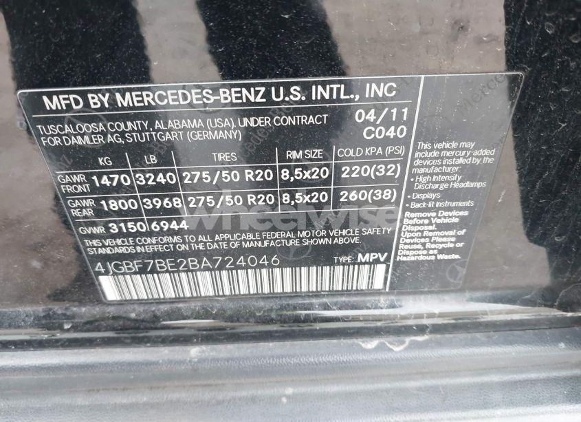 Photo 9 of 2011 Mercedes-benz Gl 450 4MATIC (VIN 4JGBF7BE2BA724046)