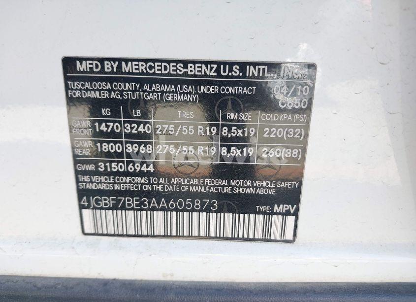 Photo 9 of 2010 Mercedes-benz Gl 450 4MATIC (VIN 4JGBF7BE3AA605873)