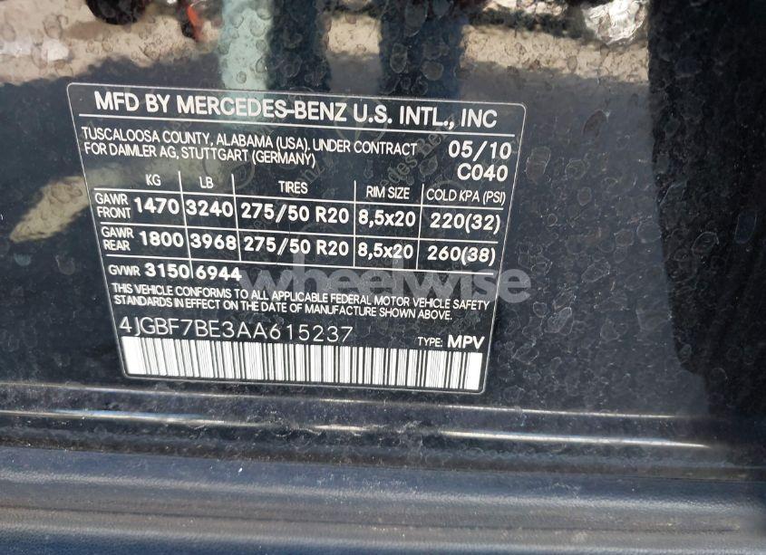Photo 9 of 2010 Mercedes-benz Gl 450 4MATIC (VIN 4JGBF7BE3AA615237)