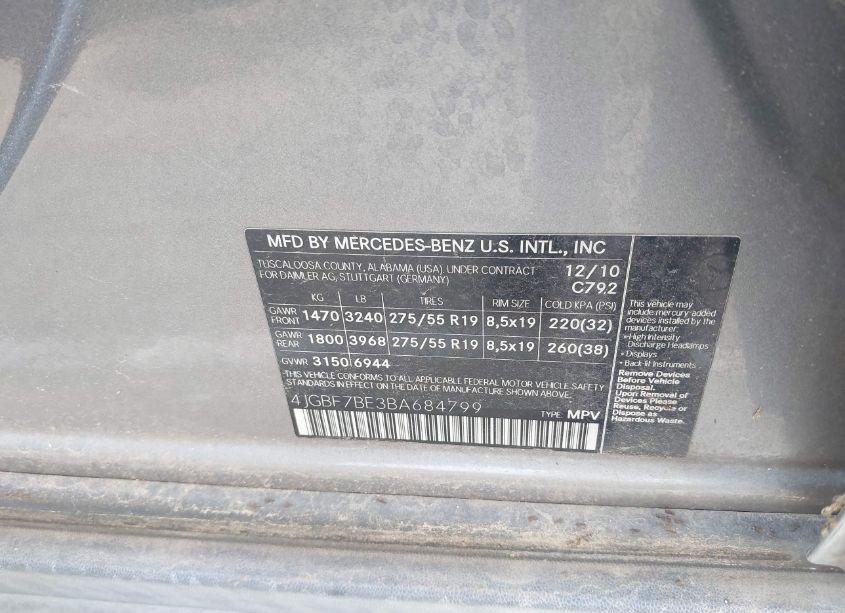 Photo 9 of 2011 Mercedes-benz Gl 450 4MATIC (VIN 4JGBF7BE3BA684799)