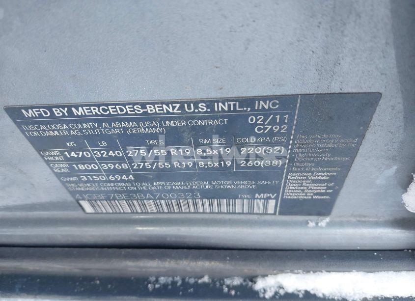 Photo 9 of 2011 Mercedes-benz Gl 450 4MATIC (VIN 4JGBF7BE3BA700323)