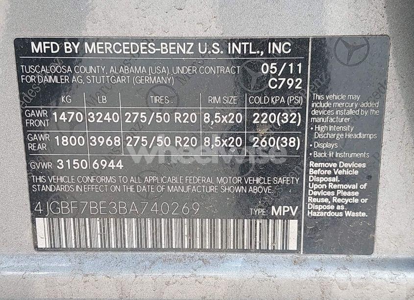 Photo 9 of 2011 Mercedes-benz Gl 450 4MATIC (VIN 4JGBF7BE3BA740269)