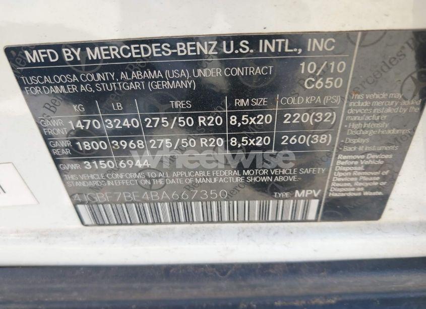 Photo 9 of 2011 Mercedes-benz Gl 450 4MATIC (VIN 4JGBF7BE4BA667350)