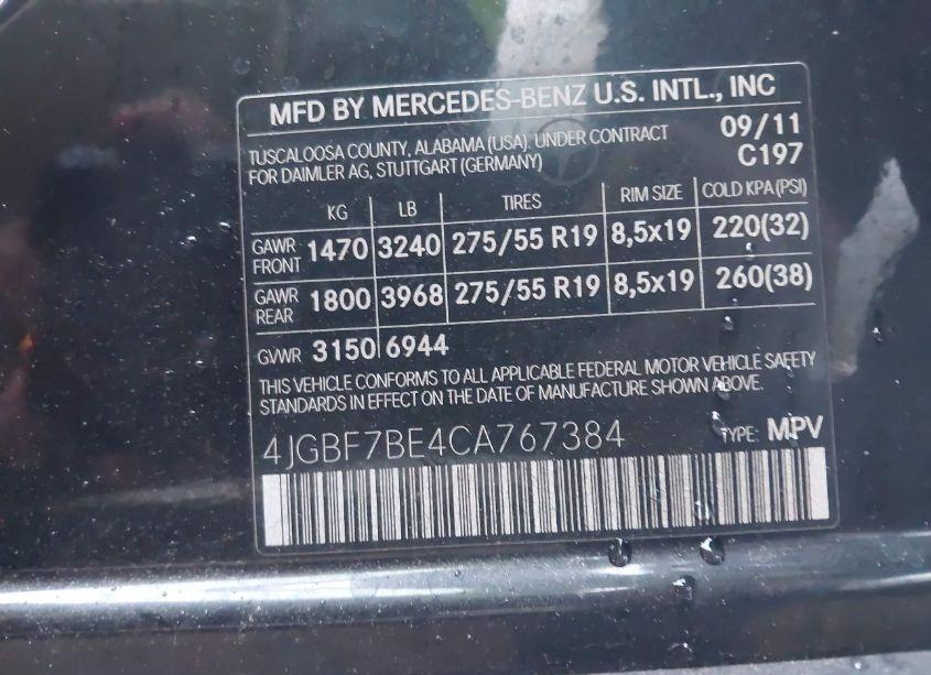 Photo 9 of 2012 Mercedes-benz Gl 450 4MATIC (VIN 4JGBF7BE4CA767384)