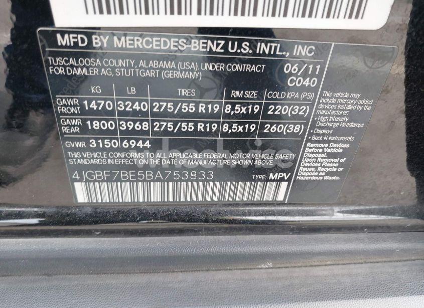 Photo 9 of 2011 Mercedes-benz Gl 450 4MATIC (VIN 4JGBF7BE5BA753833)