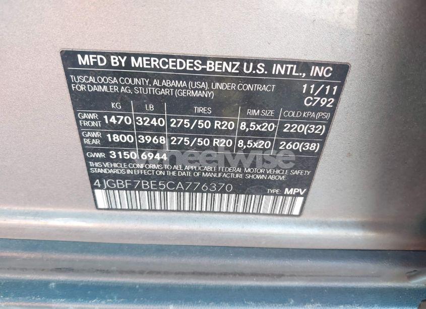 Photo 9 of 2012 Mercedes-benz Gl 450 4MATIC (VIN 4JGBF7BE5CA776370)