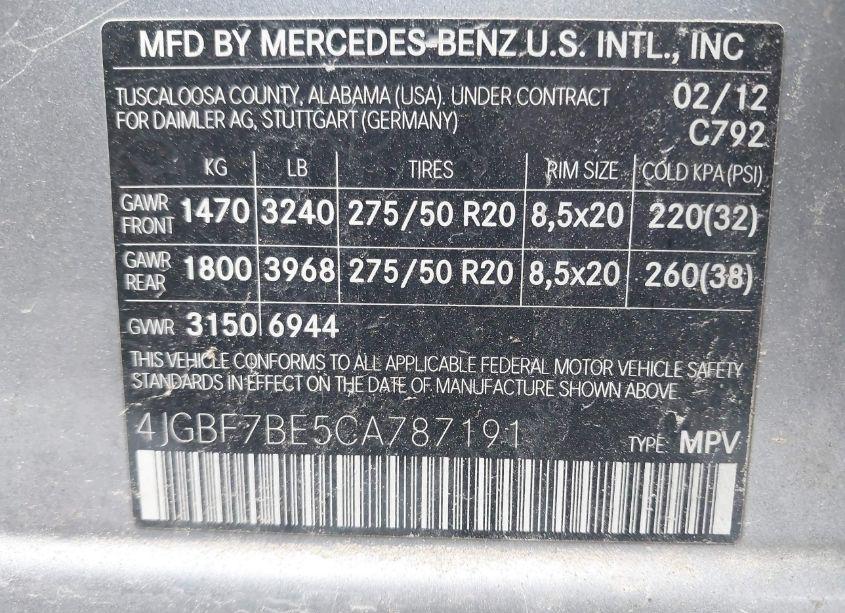 Photo 9 of 2012 Mercedes-benz Gl 450 4MATIC (VIN 4JGBF7BE5CA787191)