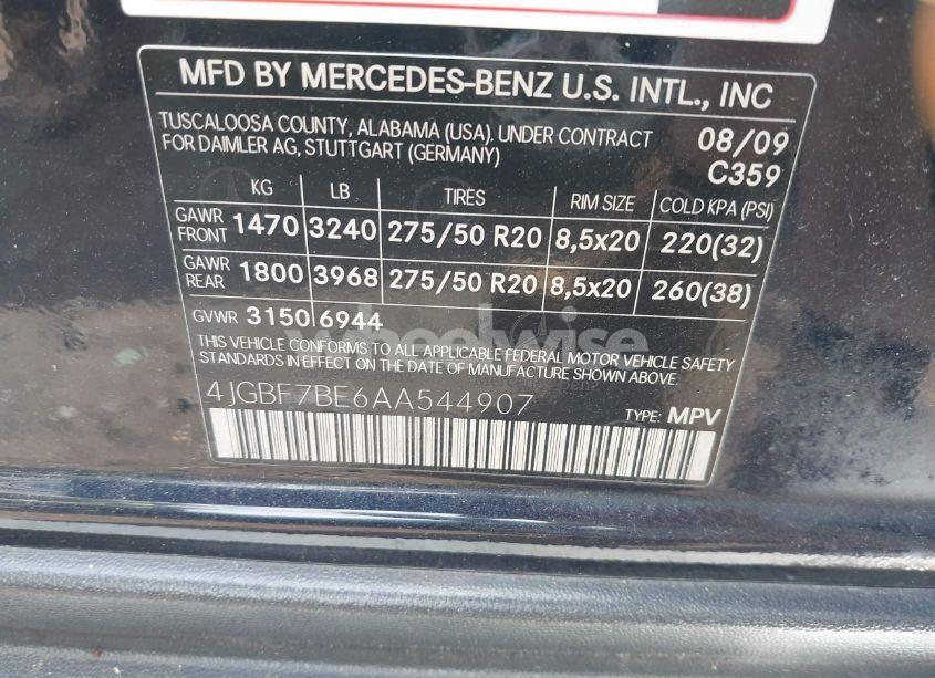 Photo 9 of 2010 Mercedes-benz Gl 450 4MATIC (VIN 4JGBF7BE6AA544907)