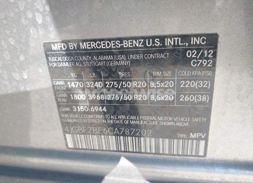 Photo 9 of 2012 Mercedes-benz Gl 450 4MATIC (VIN 4JGBF7BE6CA787202)