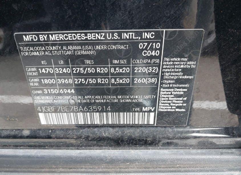 Photo 9 of 2011 Mercedes-benz Gl 450 4MATIC (VIN 4JGBF7BE7BA635914)