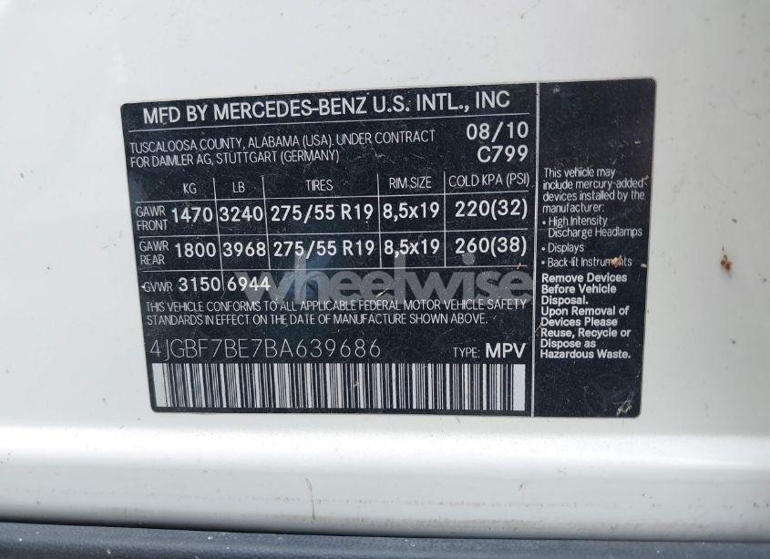 Photo 9 of 2011 Mercedes-benz Gl 450 4MATIC (VIN 4JGBF7BE7BA639686)