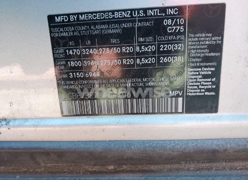 Photo 9 of 2011 Mercedes-benz Gl 450 4MATIC (VIN 4JGBF7BE7BA647061)