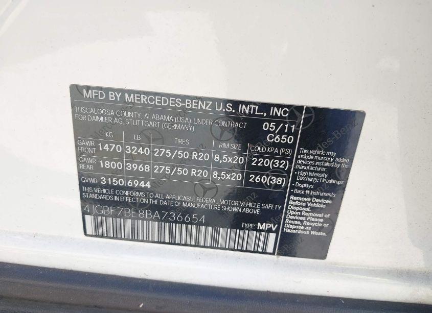 Photo 9 of 2011 Mercedes-benz Gl 450 4MATIC (VIN 4JGBF7BE8BA736654)