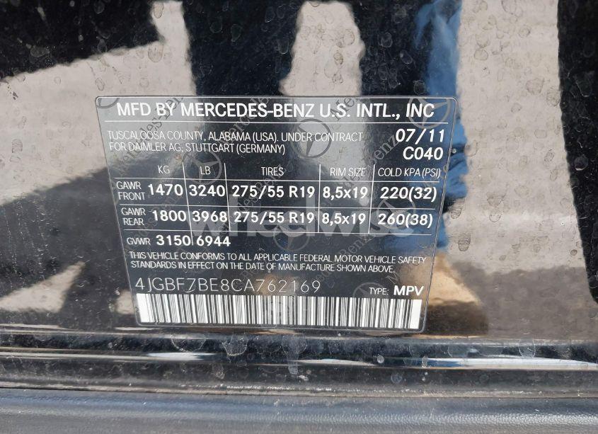 Photo 9 of 2012 Mercedes-benz Gl 450 4MATIC (VIN 4JGBF7BE8CA762169)