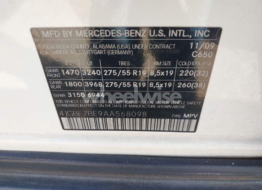 Photo 9 of 2010 Mercedes-benz Gl 450 4MATIC (VIN 4JGBF7BE9AA568098)