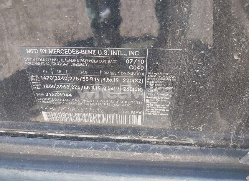 Photo 9 of 2011 Mercedes-benz Gl 450 4MATIC (VIN 4JGBF7BE9BA628642)