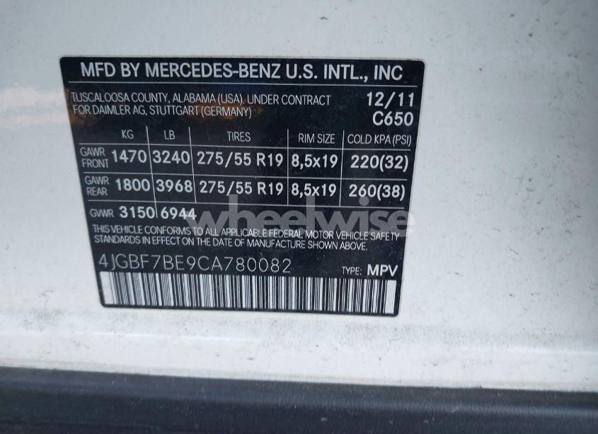 Photo 9 of 2012 Mercedes-benz Gl 450 4MATIC (VIN 4JGBF7BE9CA780082)