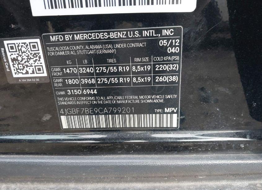 Photo 9 of 2012 Mercedes-benz Gl 450 4MATIC (VIN 4JGBF7BE9CA799201)